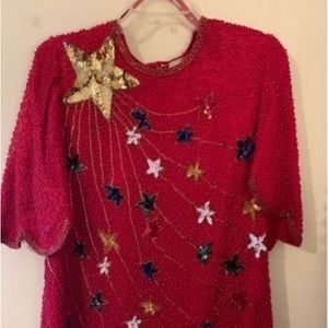 Vintage Patriotic Evening Blouse Sz Large